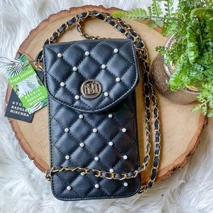 Badgley Mischka Pearl Phone Wallet Crossbody Chain